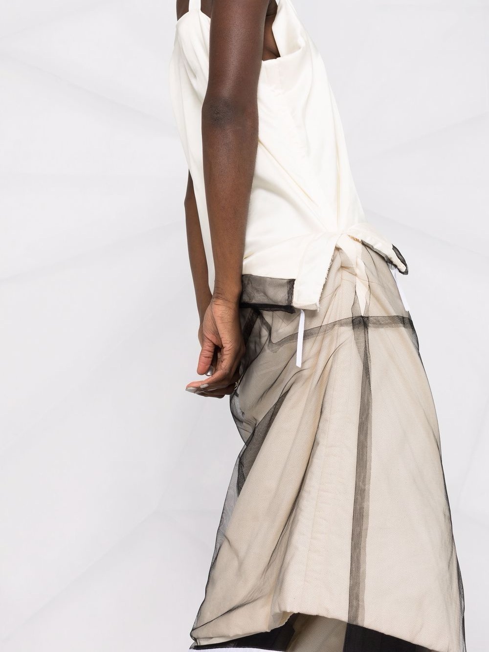Maison Martin Margiela Ivory and Black Layered Midi Dress - Picture 4 of 4